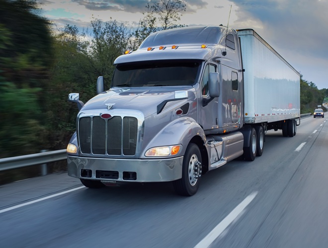 18 wheeler semi truck on the road